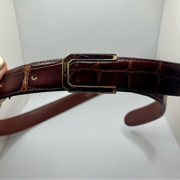 POINT CARRE By Berverly Hills Brown Alligator Belt marked Made in Italy. Rare - Picture 9 of 13